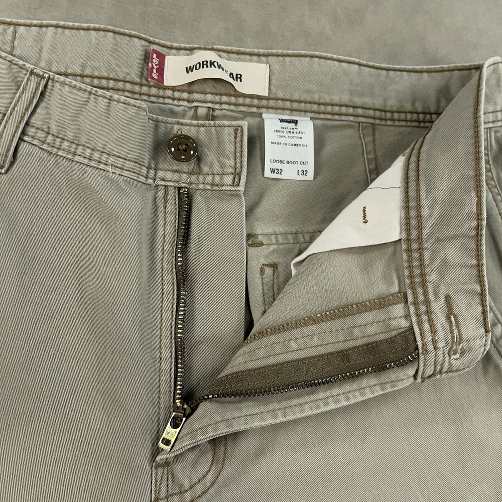 VTG Levis Loose Bootcut Pants Mens 32x32 Beige Workwear Grunge Skate (Fit 34x29) - Picture 4 of 16